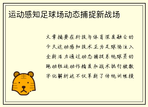 运动感知足球场动态捕捉新战场